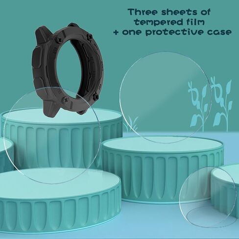 Watch Screen Protector (3+1Pack) Compatible for garmin instinct 2x Solar, Tempered Glass Film Anti-Scratch High Definition Full Coverage and Soft TPU Protective Case in Kuwait