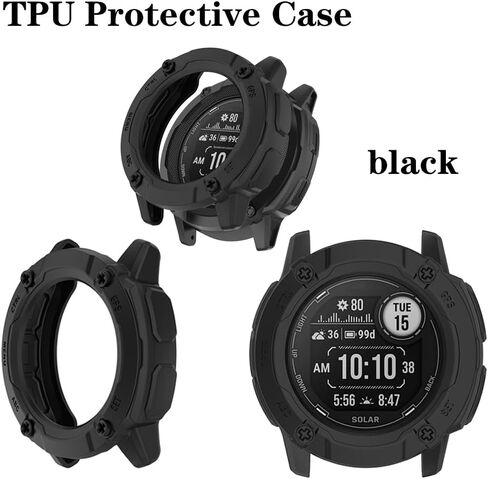 Watch Screen Protector (3+1Pack) Compatible for garmin instinct 2x Solar, Tempered Glass Film Anti-Scratch High Definition Full Coverage and Soft TPU Protective Case in Kuwait