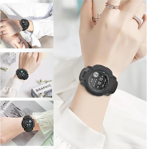 Watch Screen Protector (3+1Pack) Compatible for garmin instinct 2x Solar, Tempered Glass Film Anti-Scratch High Definition Full Coverage and Soft TPU Protective Case in Kuwait