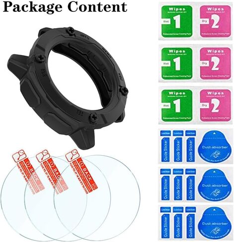 Watch Screen Protector (3+1Pack) Compatible for garmin instinct 2x Solar, Tempered Glass Film Anti-Scratch High Definition Full Coverage and Soft TPU Protective Case in Kuwait