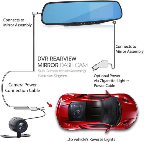 Pyle Dash Cam Rearview Mirror - 4.3" DVR Monitor Rear View Dual Camera Video Recording System in Full HD 1080p w/ Built in G-Sensor Motion Detect Parking Control Loop Record Support - PLCMDVR49 in Saudi Arabia