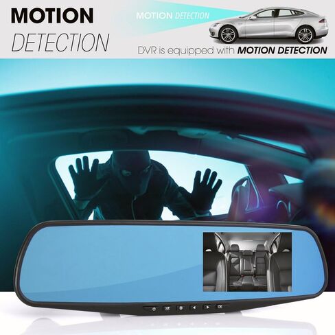 Pyle Dash Cam Rearview Mirror - 4.3" DVR Monitor Rear View Dual Camera Video Recording System in Full HD 1080p w/ Built in G-Sensor Motion Detect Parking Control Loop Record Support - PLCMDVR49 in Saudi Arabia