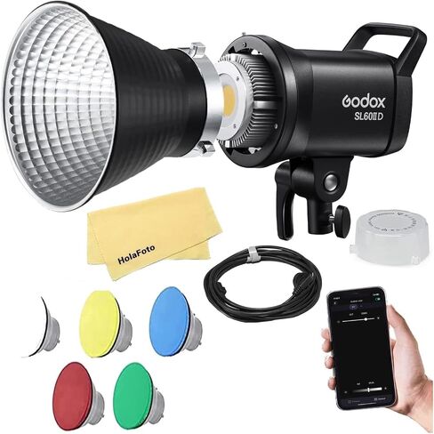 Godox SL60IID SL60II-D [Godox SL-60W SL60 ترقية] 70W COB LED فيديو ضوء، 5600 ± 200K، 18600 Lux @ 1M، CRI≥96، TLCI≥97، التحكم في التطبيق، تأثيرات 8FX، حامل Bowens، أكثر صمتًا لاستوديو التصوير الفوتوغرافي إضاءة الفيديو in Saudi Arabia