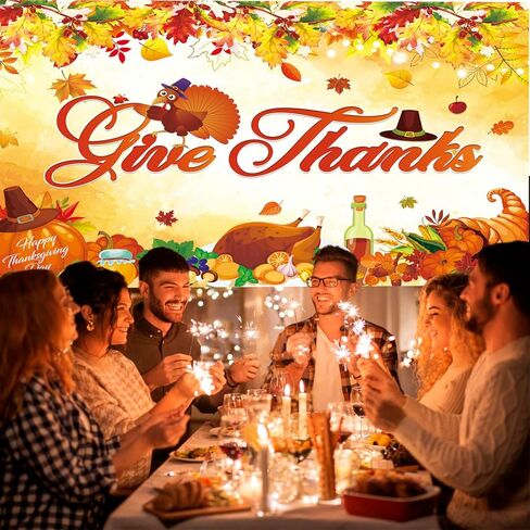 خلفية عيد الشكر من ouksma تعطي خلفية شكرًا لديكورات حفلات عيد الشكر وديكورات القيقب التركي وديكورات القيقب للتصوير الفوتوغرافي خلفية الخريف (7x5FT، برتقالي تعطي الشكر) in Kuwait