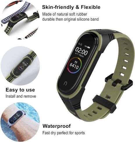 UPZOBU Replacement Band Strap for Xiaomi Mi Band 5/Mi Band 6/Mi Band 7/Amazfit Band 5 Fitness Tracker Smart Bracelet Wristband Rubber in Kuwait