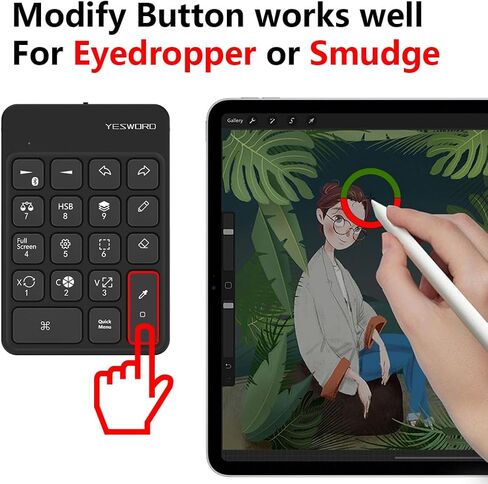 لوحة مفاتيح YESWORD X-18 لأحدث Procreate، لجميع إصدارات iPadOS، اختصار، بلوتوث لاسلكي، قابلة لإعادة الشحن (أسود) (أبيض لجهاز iPadOS 17) in Kuwait