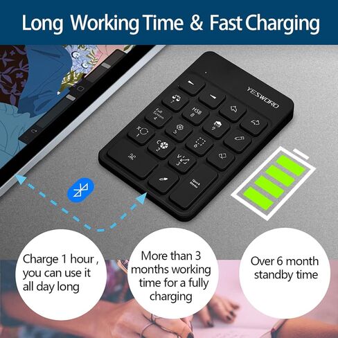 لوحة مفاتيح YESWORD X-18 لأحدث Procreate، لجميع إصدارات iPadOS، اختصار، بلوتوث لاسلكي، قابلة لإعادة الشحن (أسود) (أبيض لجهاز iPadOS 17) in Kuwait