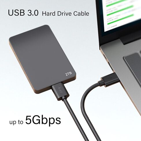 كابل القرص الصلب Pocxwa USB 3.0 لهاتف Samsung Galaxy S5، Note 3، Note Pro 12.2، محور USB Seagate FreeAgent، WD Western Digital My Passport، Toshiba Canvio الشحن السريع والمزامنة USB-A إلى سلك Micro-B بطول 5 أقدام in Kuwait