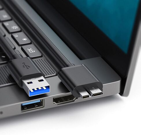 كابل القرص الصلب Pocxwa USB 3.0 لهاتف Samsung Galaxy S5، Note 3، Note Pro 12.2، محور USB Seagate FreeAgent، WD Western Digital My Passport، Toshiba Canvio الشحن السريع والمزامنة USB-A إلى سلك Micro-B بطول 5 أقدام in Kuwait