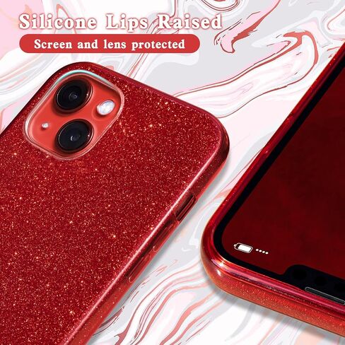 MATEPROX Compatible with iPhone 13 case,Bling Sparkle Cute Girls Women Christmas Protective Cases Cover for iPhone 13 6.1" 2021(Red) in Saudi Arabia