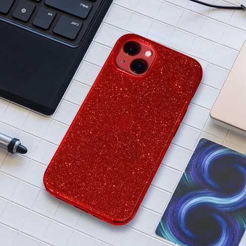 MATEPROX Compatible with iPhone 13 case,Bling Sparkle Cute Girls Women Christmas Protective Cases Cover for iPhone 13 6.1" 2021(Red) in Saudi Arabia