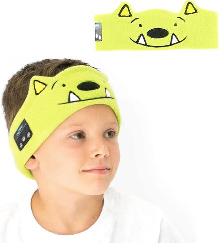 CozyPhones Kids Wireless Headphones Volume Limited with Thin Speakers & Super Soft Fleece Headband - Perfect Toddlers & Children's Earphones for Home, School & Travel - Monster in Kuwait