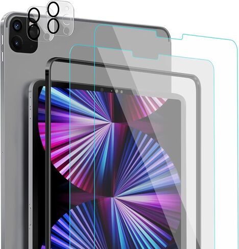 سماب [2+2 قطعة] واقي شاشة من الزجاج المقوى متوافق مع ايباد برو 11 انش 2020/2021 الجيل الثاني والثالث مع واقي عدسة الكاميرا، شفاف HD سهل التركيب متوافق مع قلم ابل / التعرف على الوجه in Kuwait