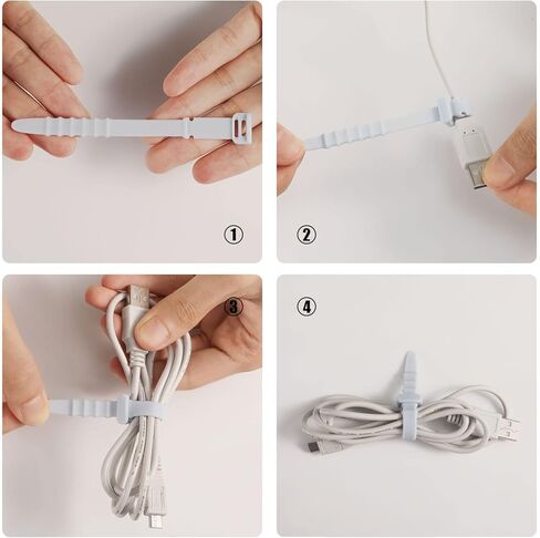 SAVITA 20pcs Reusable Wire Ties, 4.5inch Silicone Cable Ties Elastic Silicone Cord Organizer Straps Reusable Cable Zip Ties for Charging Cables USB Cables Earphones Line Pens Key Chains (Black) in Kuwait