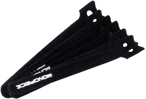 Monoprice Hook and Loop Fastening Cable Ties - 6 Inch, 50 Piece Bulk Pack, With Eye Hole For Hanging, Black in Kuwait