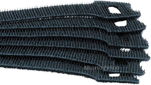 Monoprice Hook and Loop Fastening Cable Ties - 6 Inch, 50 Piece Bulk Pack, With Eye Hole For Hanging, Black in Kuwait