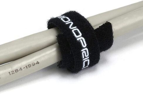 Monoprice Hook and Loop Fastening Cable Ties - 6 Inch, 50 Piece Bulk Pack, With Eye Hole For Hanging, Black in Kuwait
