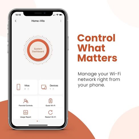 نظام Vilo Mesh Wi-Fi مزدوج النطاق AC1200 تغطية تصل إلى 4500 قدم مربع (3 حزم) مع 3 منافذ جيجابت إيثرنت وأدوات تحكم أبوية مُدارة من خلال التطبيق، وجهاز توجيه Wi-Fi واستبدال الموسع in Kuwait