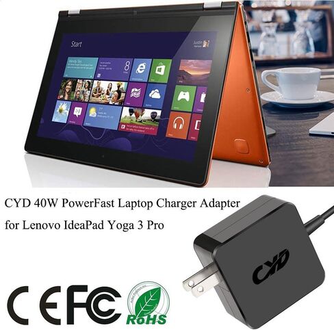 CYD 40W 20V 2A شواحن كمبيوتر لأجهزة الكمبيوتر المحمولة متوافقة مع Lenovo Yoga 3 Pro 700 IdeaPad Miix 700 ADL40WCC ADL40WCD ADL40WCE ADL40WCF سلك طاقة إمداد التيار المتردد in Kuwait