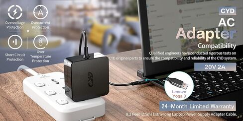 CYD 40W 20V 2A شواحن كمبيوتر لأجهزة الكمبيوتر المحمولة متوافقة مع Lenovo Yoga 3 Pro 700 IdeaPad Miix 700 ADL40WCC ADL40WCD ADL40WCE ADL40WCF سلك طاقة إمداد التيار المتردد in Kuwait