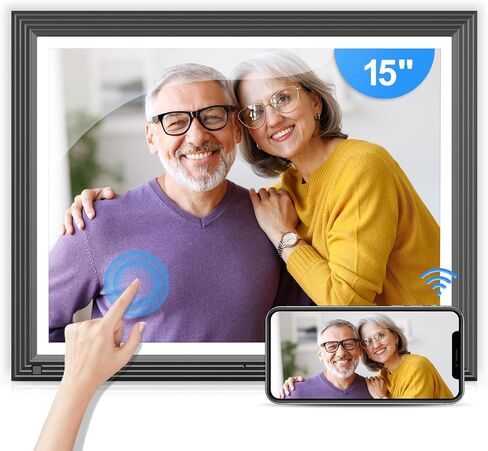 إطار صورة رقمي واي فاي مقاس 15 بوصة، وإطار صور رقمي سحابي ذكي كبير سعة 32 جيجابايت، ووظيفة كاملة، وعرض شرائح، ومستشعر حركة، وإطار شاشة تعمل باللمس قابل للتركيب على الحائط، ومشاركة فورية لصور مقاطع الفيديو عبر التطبيق أو البريد الإلكتروني in Kuwait