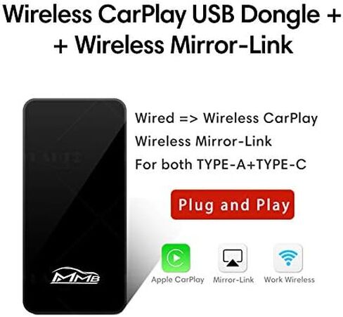 محول دونجل كاربلاي لاسلكي بمنفذ USB ونوع سي متوافق مع ايفون مع وصلة ميرور لينك ومنفذ USB من ام ام بي بلس in Saudi Arabia