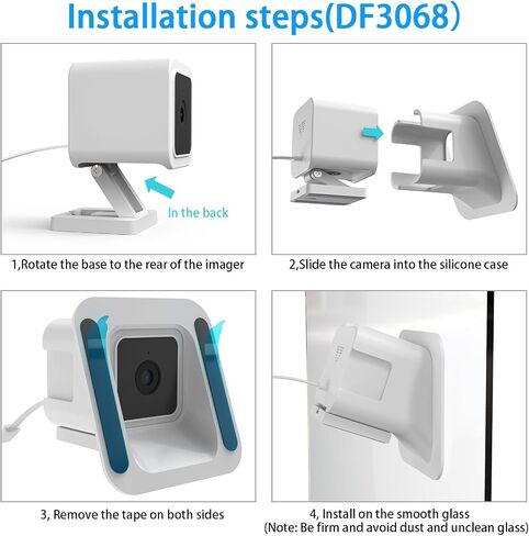 حامل نافذة HOLACA لـ Wyze Cam v3، إمالة 20 درجة (أعلى/أسفل/يسار/يمين) دعامة تثبيت مرنة لاصقة قوية لحامل Wyze Cam v3 (أبيض) in Saudi Arabia