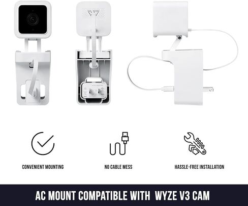 Wasserstein AC Outlet Wall Mount Compatible with Wyze Cam V3 - Reliable Mounting Alternative for Your Cameras (White) in Saudi Arabia