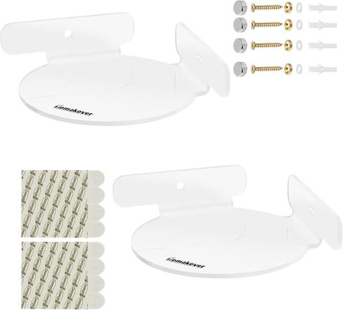 Acrylic Mini Circular Corner Shelf Mount for Security Cameras, Baby Monitors, Speakers, Plants & More, Universal Cam Holder, Easy to Install, Screwless with Damage-free Replacement Strips (Black) in Kuwait