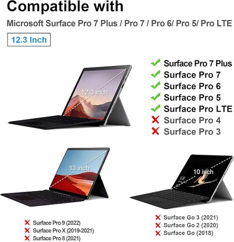 حافظة Fintie لجهاز Microsoft Surface Pro 7 Plus/Surface Pro 7 / Surface Pro 6 / Surface Pro 5 مقاس 12.3 بوصة، غطاء محفظة نحيف ذو هيكل صلب يعمل مع لوحة مفاتيح من النوع، ذهبي وردي in Saudi Arabia