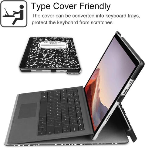 حافظة Fintie لجهاز Microsoft Surface Pro 7 Plus/Surface Pro 7 / Surface Pro 6 / Surface Pro 5 مقاس 12.3 بوصة، غطاء محفظة نحيف ذو هيكل صلب يعمل مع لوحة مفاتيح من النوع، ذهبي وردي in Saudi Arabia