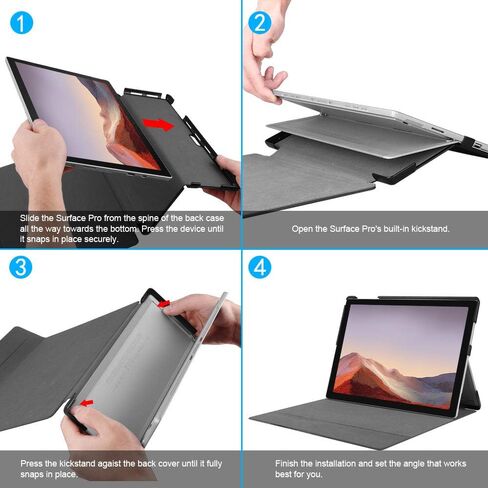 حافظة Fintie لجهاز Microsoft Surface Pro 7 Plus/Surface Pro 7 / Surface Pro 6 / Surface Pro 5 مقاس 12.3 بوصة، غطاء محفظة نحيف ذو هيكل صلب يعمل مع لوحة مفاتيح من النوع، ذهبي وردي in Saudi Arabia