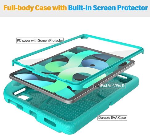 SUPLIK Kids Case for iPad Air 5th/4th Generation (10.9 inch,2022/2020) with Screen Protector, iPad Air 5 Kidproof Case with Handle Stand for Apple iPad Air Gen 4/5&Pro 11 Old Version, Pink in Kuwait