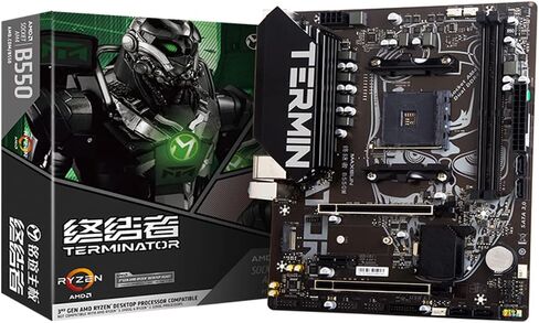 اللوحة الأم MAXSUN B550 Terminator Gaming M-ATX PC اللوحة الأم AMD AM4 Zen 3، DDR4، PCIe 4.0، M.2، SATA 6 جيجابايت/ثانية، USB 3.2 HDMI/VGA، Micro ATX AMD لمعالجات سلسلة Ryzen 5000 و3000 in Kuwait