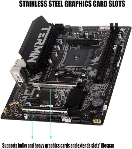 اللوحة الأم MAXSUN B550 Terminator Gaming M-ATX PC اللوحة الأم AMD AM4 Zen 3، DDR4، PCIe 4.0، M.2، SATA 6 جيجابايت/ثانية، USB 3.2 HDMI/VGA، Micro ATX AMD لمعالجات سلسلة Ryzen 5000 و3000 in Kuwait