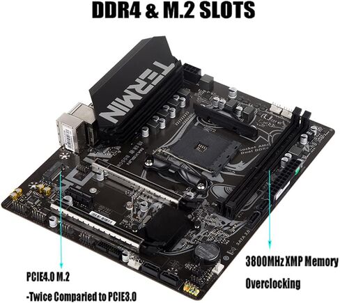 اللوحة الأم MAXSUN B550 Terminator Gaming M-ATX PC اللوحة الأم AMD AM4 Zen 3، DDR4، PCIe 4.0، M.2، SATA 6 جيجابايت/ثانية، USB 3.2 HDMI/VGA، Micro ATX AMD لمعالجات سلسلة Ryzen 5000 و3000 in Kuwait