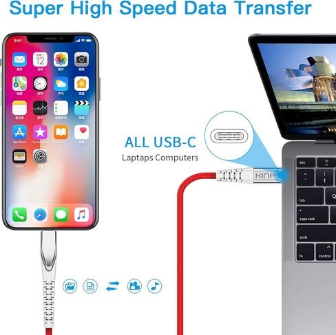 KINPS MFI Certified (3ft/1m) USB C to Lightning Fast Charging Cable Compatible with iPhone 12/11/11Pro/11 Pro Max/XS MAX/X/XR, Supports Power Delivery(for Use with Type C Chargers), White in Kuwait