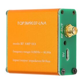 0.1MHz‑6GHz Low Noise Amplifier, 20dB High Gain LNA Amplifier for Shortwave, FM Radio, RF Power Preamplifier Module, SMA Female Connector(Shipped with Built in Battery)