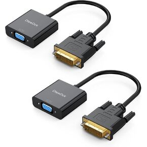 محول DteeDck DVI إلى VGA 2 حزمة، محول DVI VGA ذكر إلى أنثى لمراقبة بطاقة الرسومات وجهاز عرض سطح المكتب HDTV in Kuwait