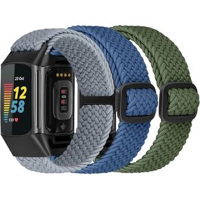 أحزمة ShuYo مضفرة وقابلة للتمدد منفردة متوافقة مع Fitbit Charge 5 / Fitbit Charge 6 للنساء والرجال من النايلون المطاطي الأساور لـ Fitbit Charge 5 / Charge 6 (3 عبوات) in Kuwait