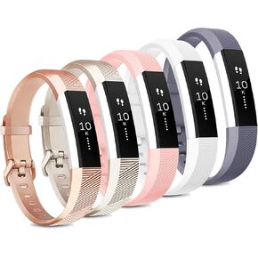 [5 عبوات] أساور رياضية متوافقة مع أساور Fitbit Alta HR وFitbit Alta Bands للنساء والرجال، أشرطة معصم بديلة من السيليكون الناعم الكلاسيكي لـ Fitbit Alta HR/Fitbit Alta (5 عبوات C، صغير) in Kuwait