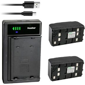 بطارية Kastar قطعة واحدة وشاحن USB ذكي بديل لـ JVC GR-AXM210U GR-AXM220U GR-AXM225U GR-AXM230U GR-AXM231U GR-AXM241U GR-AXM250U GR-AXM25U GR-AXM270U GR-AXM30U GR-AXM300U GR-AXM310U in Kuwait