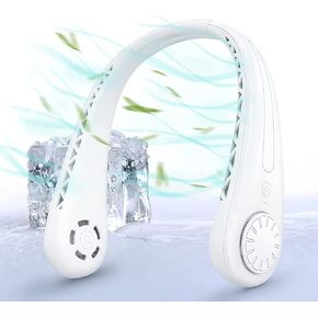 JETBUS Neck Fan Portable, 3 Speed Rechargeable Small USB Personal Fan, Hand Free Wearable Bladeless Necklace Mini Fans for Outdoor Sports Travel, Headphone Design (White) in Saudi Arabia