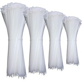 أربطة بسحاب متنوعة الحجم شفافة 4 6 8 10 بوصة روابط كابل أبيض شديد التحمل ربطات أسلاك بلاستيكية بسحاب للمنزل، المكتب، المرآب، سياج حديقة النباتات صياغة ورشة سفر 400 حزمة in Kuwait