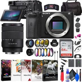 Sony a6600 Mirrorless Camera (ILCE6600/B) E 18-135mm Lens + Wide Angle Lens + Telephoto Lens + Color Filter Kit + Lens Hood + Bag + NP-FZ100 Compatible Battery + 64GB Card + More (Renewed) in Saudi Arabia