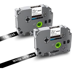 UNOKA 2 Pack Compatible Label Tape Replacement for Brother Ptouch Label Tape Gold on Black TZe334 TZe-334, 12mm 0.47 Inch Laminated Brother Tze Label Tape for PT-D210 PT-H100 PTD400 Label Makers