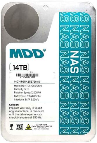 MDD (MD14TSATA25672NAS) 14TB 7200 RPM 256MB Cache SATA 6.0Gb/s 3.5" Internal NAS Hard Drive - 5 Years Warranty (Renewed) in Saudi Arabia