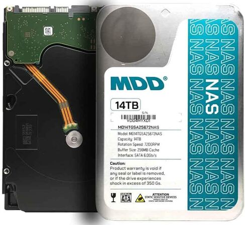 MDD (MD14TSATA25672NAS) 14TB 7200 RPM 256MB Cache SATA 6.0Gb/s 3.5" Internal NAS Hard Drive - 5 Years Warranty (Renewed) in Saudi Arabia