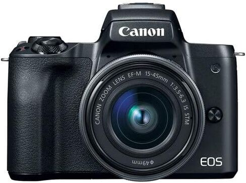 كاميرا Canon EOS M50 الرقمية لمدونات الفيديو بدون مرآة مع عدسة مقاس 15-45 مم + حقيبة كاميرا + بطاقة ذاكرة سعة 64 جيجابايت + مجموعة تنظيف + المزيد (الطراز الدولي) (2680C011) - حزمة المبتدئين (متجددة) in Kuwait