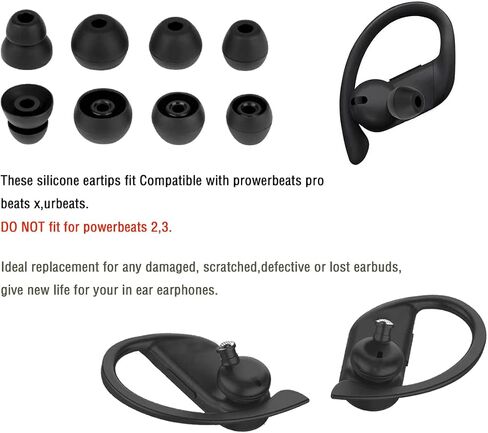 Silicone Earbud Replacement Tips Compatible with Powerbeats Pro Beats Wireless Earphone Headphones,4 Pairs Replacement Earbuds Cap in Kuwait